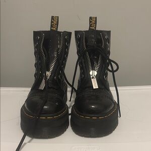 Dr. Martens Black Combat Moto Boots with Chunky Sole
